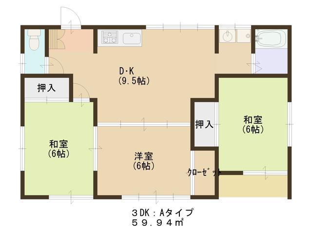 ハイツ山田C棟(3DK/2階)の間取り写真