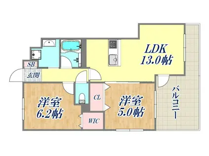 ティマー・レジデンシティ塚口(2LDK/2階)の間取り写真