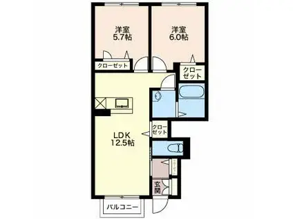 シャーメゾンM(2LDK/1階)の間取り写真