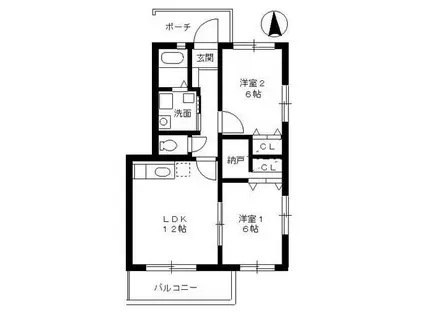ネスト鷹番(2LDK/2階)の間取り写真