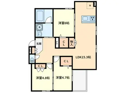 尼崎市塚口本町1丁目ヘーベルメゾン(3LDK/2階)の間取り写真