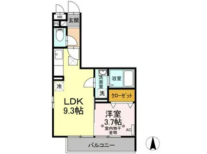 I MARK(1LDK/1階)の間取り写真