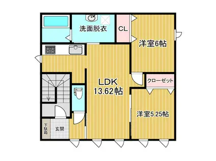 西20南3上下2戸物件(2LDK/2階)の間取り写真