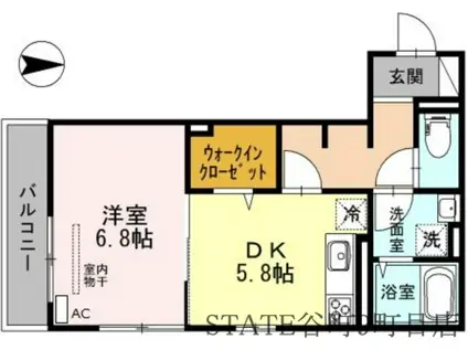 ソルプレーザ玉造(1DK/1階)の間取り写真