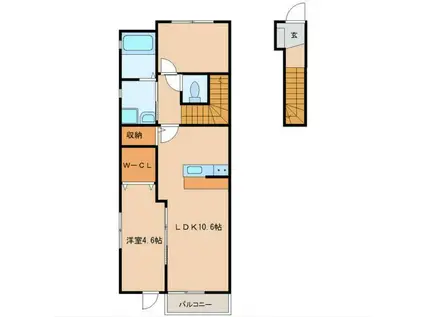 パピヨンX(1SLDK/2階)の間取り写真