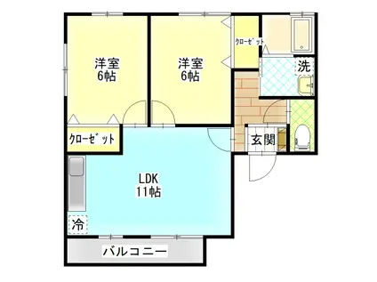 コスモス(2LDK/2階)の間取り写真