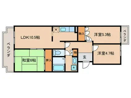 笠山清水マンション(3LDK/4階)の間取り写真