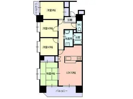 ネオハイツ県庁南(4LDK/3階)の間取り写真