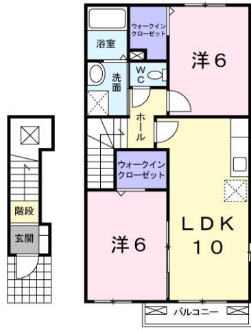 レモングラス A(2LDK/2階)の間取り写真