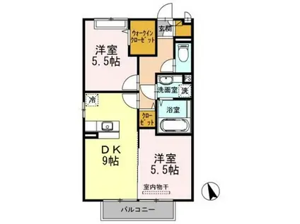 シャローズ(2DK/2階)の間取り写真