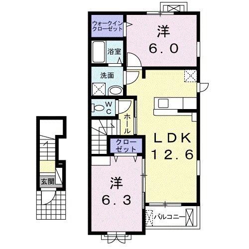 アルベンシス II(2LDK/2階)の間取り写真