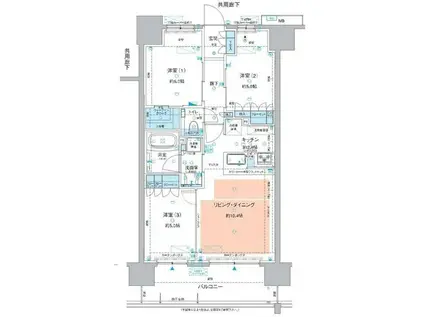 サンクレイドル立川ステーションウィズ(3LDK/3階)の間取り写真