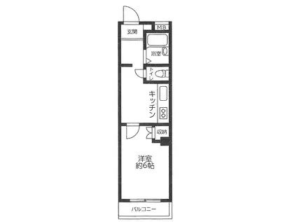 磯子川辺ビル(1K/3階)の間取り写真