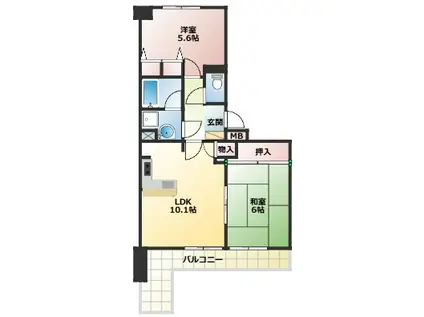 ファミールハイツ明石1番館(2LDK/5階)の間取り写真