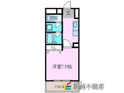 ネバーランドII(1K/1階)の間取り写真