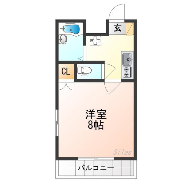 JR山陰本線 円町駅 徒歩10分 4階建 築27年(1K/2階)の間取り写真