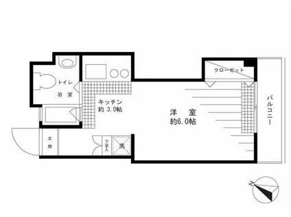 由栄ハイツ(ワンルーム/4階)の間取り写真