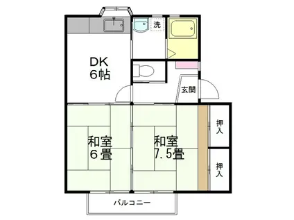 メゾン里(2DK/1階)の間取り写真