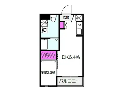 コバルト森ノ宮イースト(1DK/2階)の間取り写真