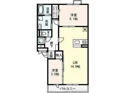 ベルデ大森II(2LDK/3階)の間取り写真