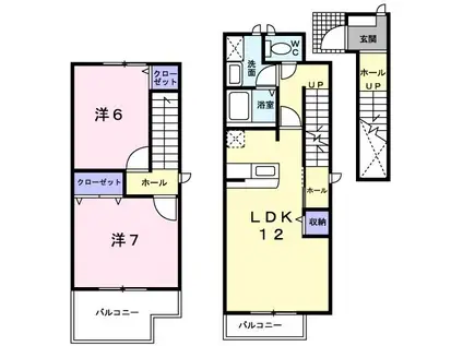 アラモード八子I番館(2LDK/2階)の間取り写真