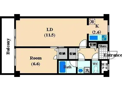 センチュリー等々力緑地(1LDK/4階)の間取り写真