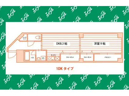 音羽壱番館ISSHA(1DK/6階)の間取り写真