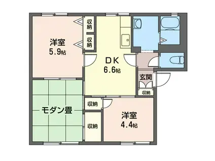 シャルム天台(3DK/1階)の間取り写真