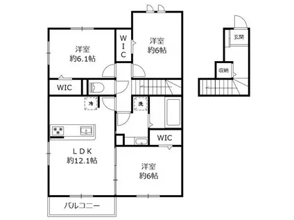ファミール 栗東市安養寺5丁目(3LDK/2階)の間取り写真