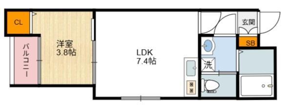 モアナ墨江(1LDK/1階)の間取り写真