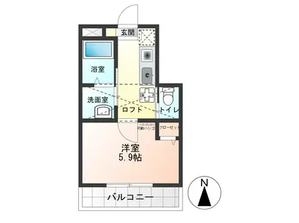 パストラル国立(1K/2階)の間取り写真