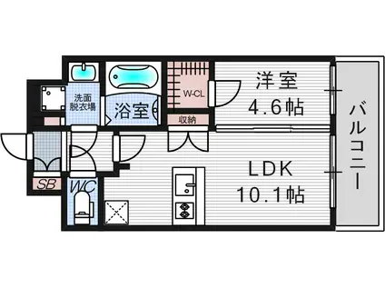 クリスタルグランツみなとシティ(1LDK/3階)の間取り写真