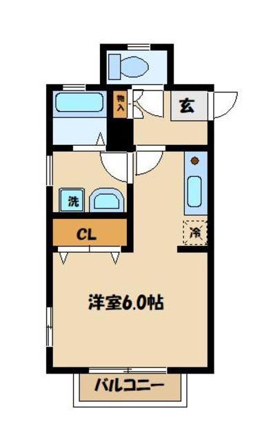 ソレイユ多摩境(1K/2階)の間取り写真