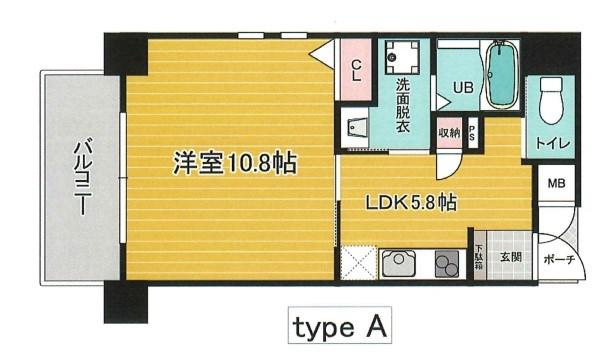 ライフタウンIII(1K/8階)の間取り写真