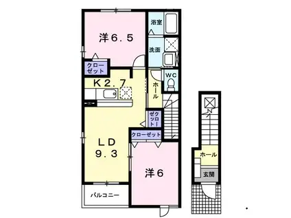 カーサ・エテルノI(2LDK/2階)の間取り写真