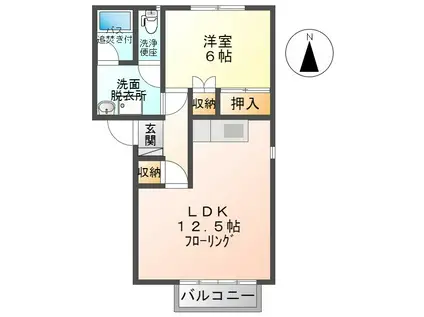 T・ハイツ上田原(1LDK/1階)の間取り写真
