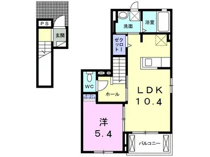 ハレマウロア(1LDK/2階)の間取り写真