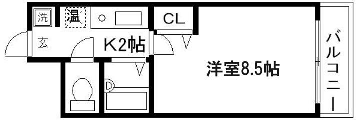 サムティ上堀川(1K/6階)の間取り写真