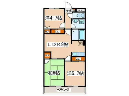ボーヌンク相模野(3LDK/1階)の間取り写真