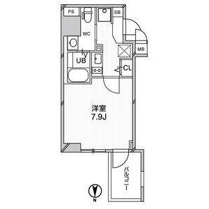 エグゼ難波南VI(1K/7階)の間取り写真
