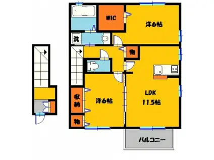 フォレストサイドFUKUCHI(2LDK/2階)の間取り写真