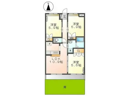 コンフィデンスIII(3LDK/1階)の間取り写真