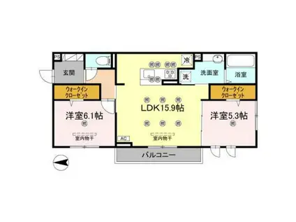 ドリーム大町(2LDK/2階)の間取り写真