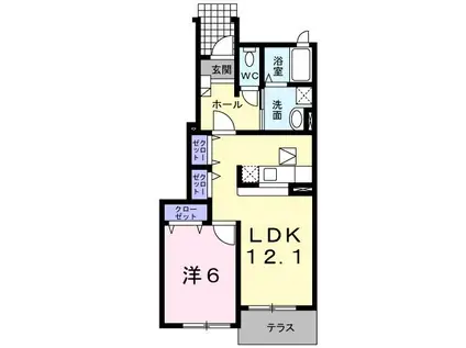 グレイスフルヴィラG(1LDK/1階)の間取り写真