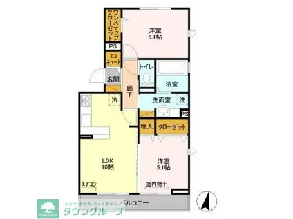 プレミールB(2LDK/2階)の間取り写真