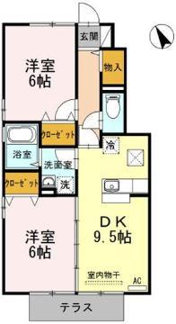 サンローズコート(2DK/1階)の間取り写真