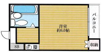 アークハウス中尾(ワンルーム/1階)の間取り写真