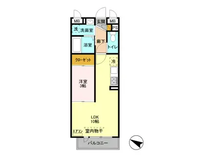 GRANDIR NISSATO(1LDK/1階)の間取り写真