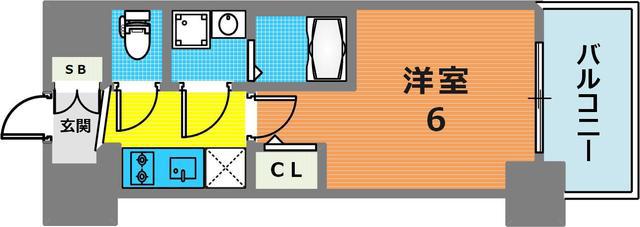 エスリード神戸大倉山ヒルズ(1K/8階)の間取り写真