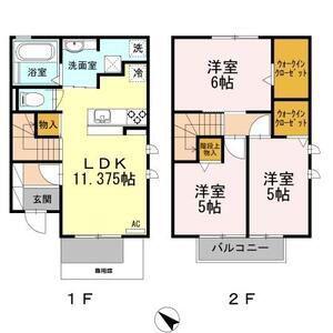 フィオーレII(3LDK/1階)の間取り写真